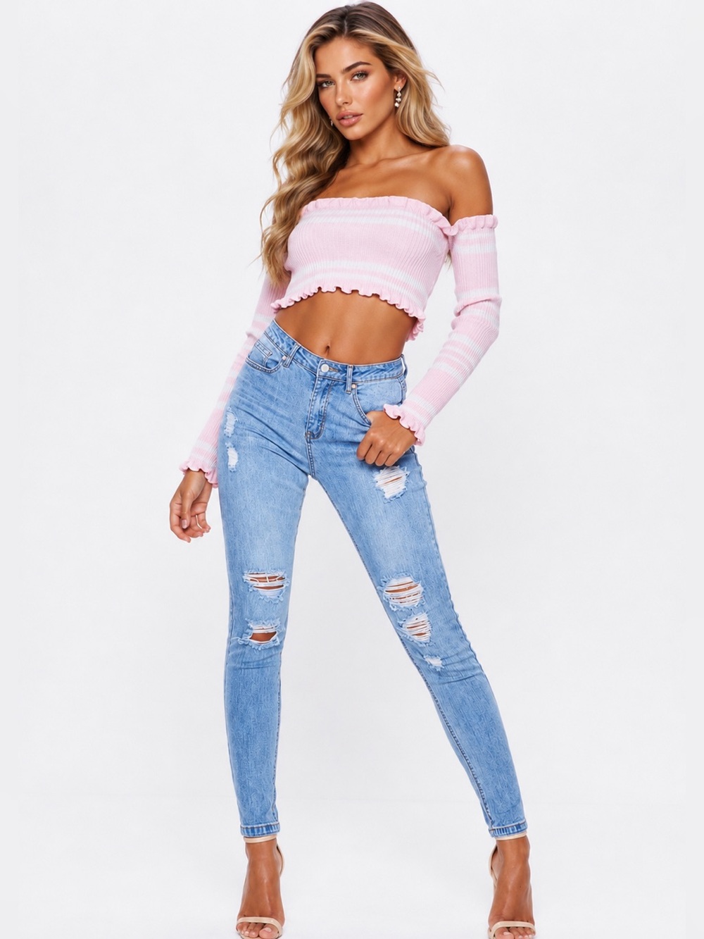 Bardot 💞 Knit Cropped Top In Pink